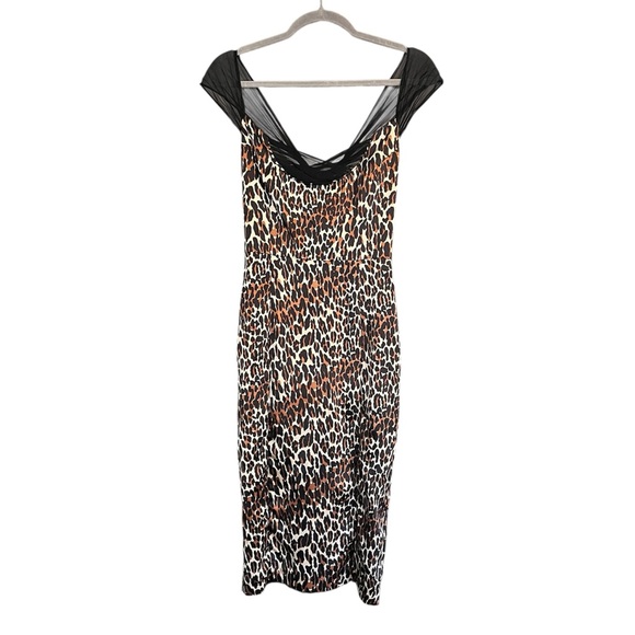 Vintage Y2K Betsey Johnson Silk Leopard Print Wiggle Dress ASO Amy Winehouse - Picture 3 of 12